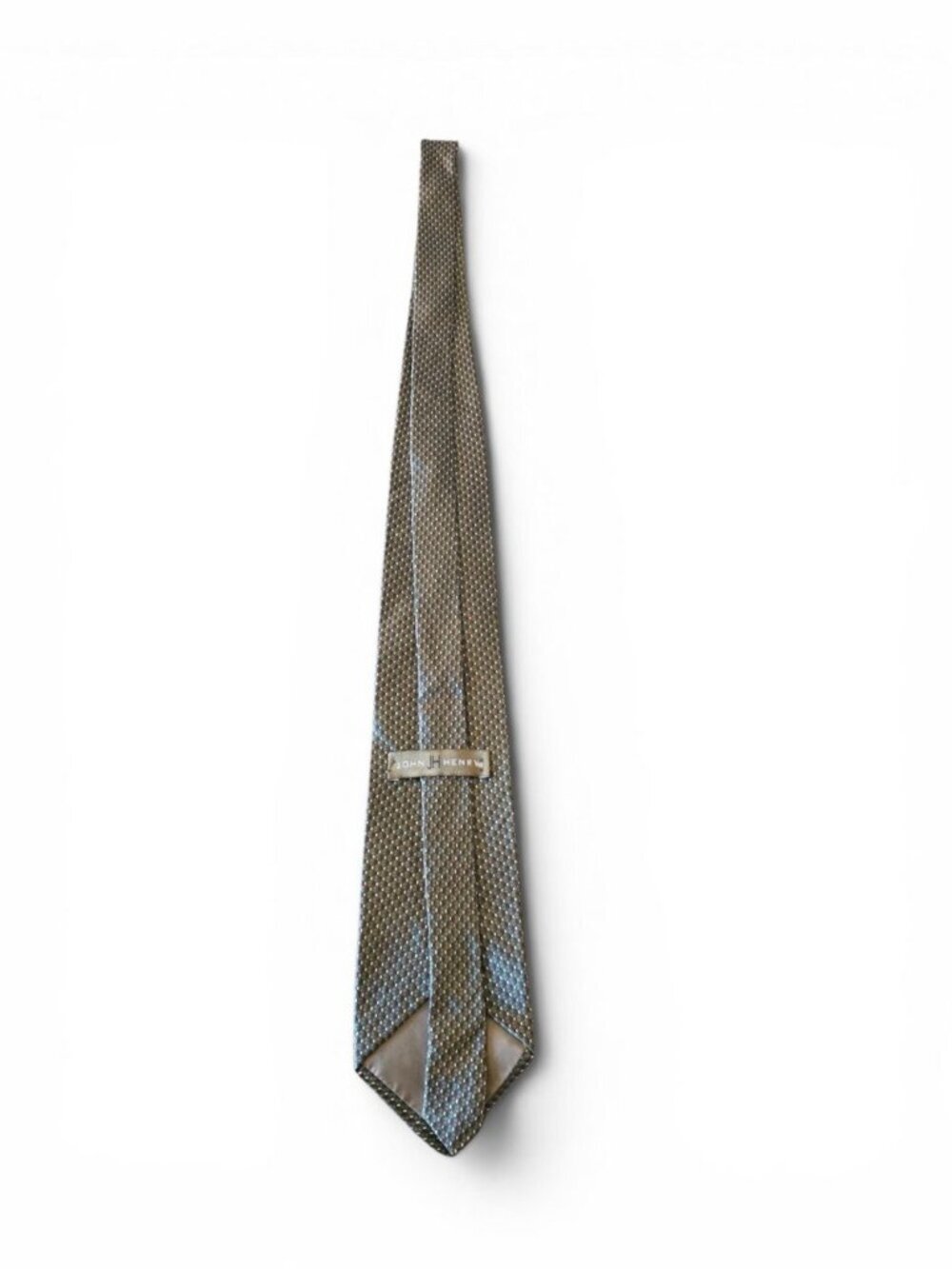 John Henry 100% Silk Geometric Necktie Brown Blue Burgundy Diamond USA 4" - Picture 8 of 11